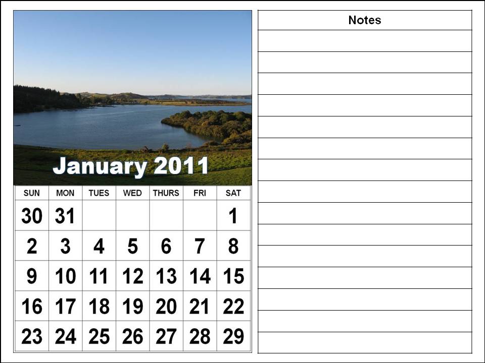 Big Fonts Calendars Jan to Dec 2011 - Vertical