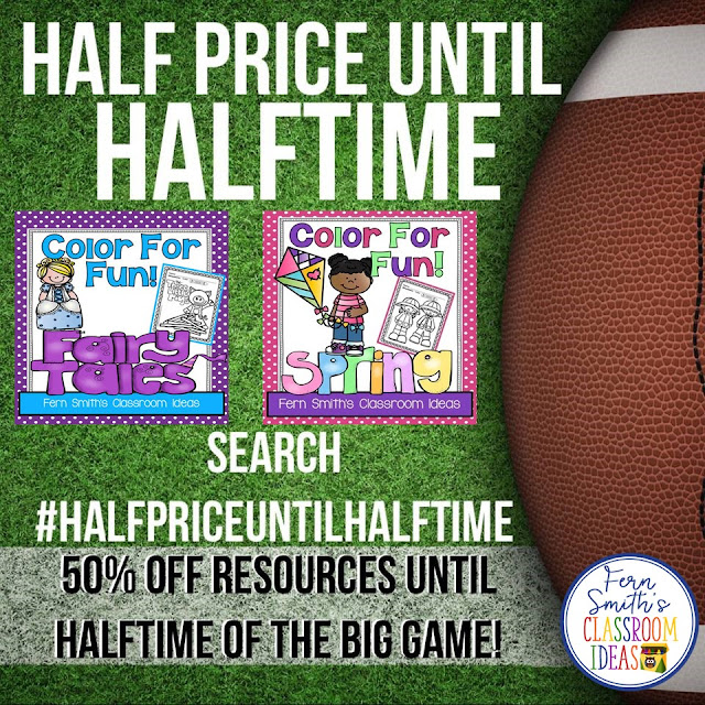 #SBDollarDeal Two Resources for $1 Each at Fern Smith's Classroom Ideas AND Two Resources at Half Price ALL to Celebrate and have some Super Bowl Fun this Sunday!