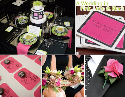 Today 39s post featuring a pink lime green and black wedding was inspired