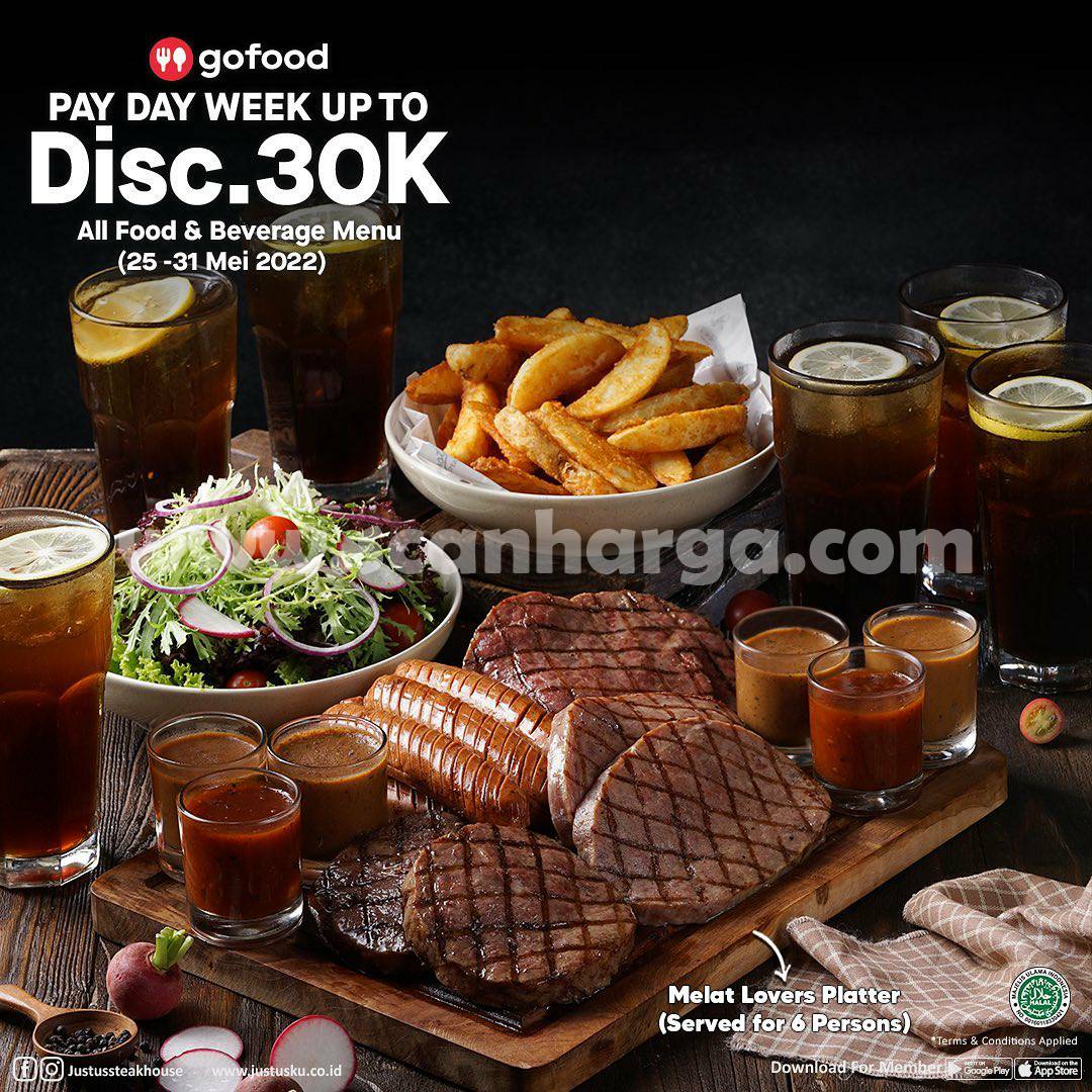 Justus Steak House Promo Payday Week Gofood Diskon 30Rb