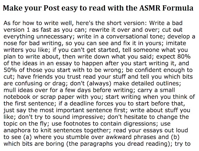 Make your Post easy to read with the ASMR Formula