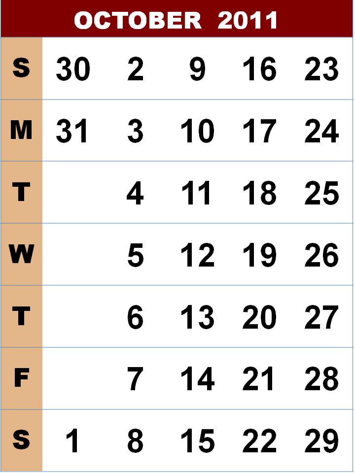 october 2011 calendar template. OCTOBER 2011 CALENDAR TEMPLATE