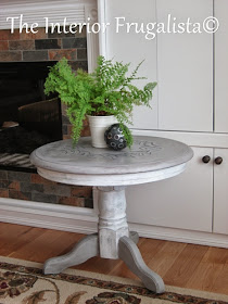 Round pedestal medallion table makeover After