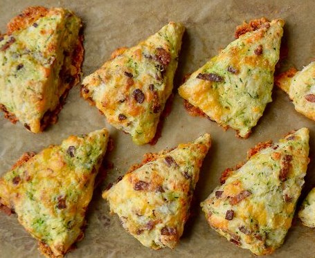 Zucchini Bacon Cheddar Scones #snack #appetizers