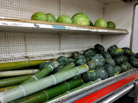 sugarcane, squash, and melons at Golden Bowl Market in Fresno. Still not a church.