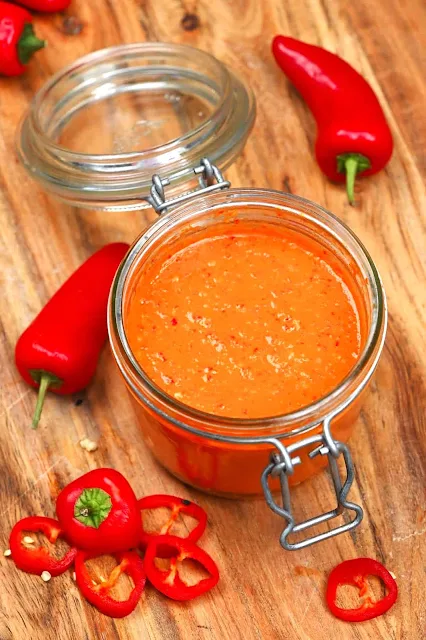 hot red chili sauce with step by step photos