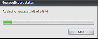 Export status message during .Eml export operation shows "Retrieving Messages"