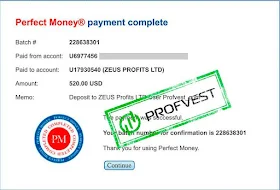 Депозит в Zeus Profits