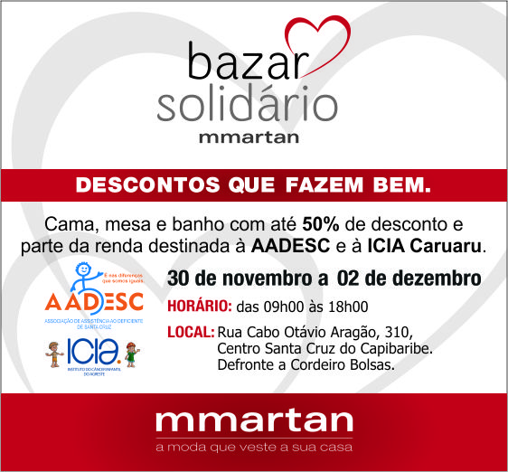 Bazar solidário beneficiará AADESC e ICIA