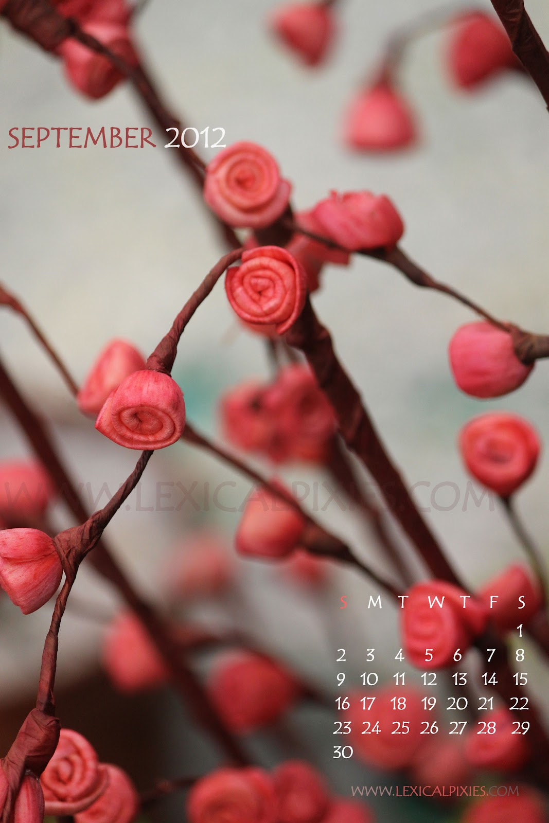 LexicalPixies: September 2012 Floral Calendar Wallpaper