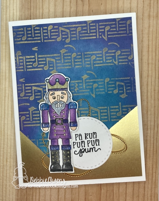 Pa rum pum pum pum by Debbie features Nutcrackers, Frames Squared, and Music by Newton's Nook Designs; #inkypaws, #newtonsnook, #holidaycards, #cardmaking, #christmascards, #nutcrackercards