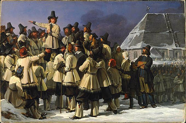 Gustav Eriksson addressing men from Dalarna in Mora by Johan Gustaf Sandberg