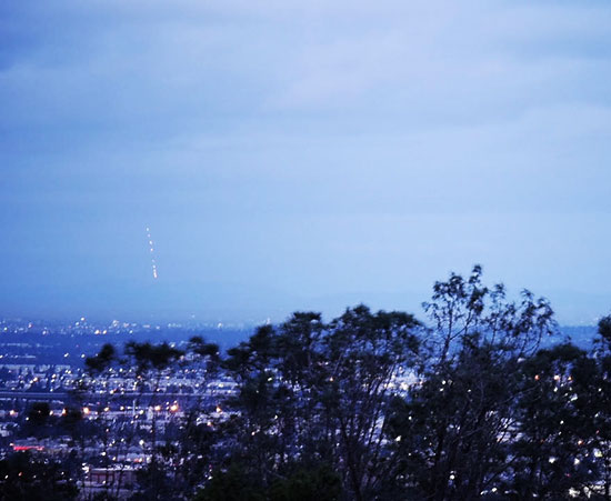 View from Anaheim Hills, composite of 9 video  frames of Falcon 9 launch from Vandenberg (Source: Scott Graham)