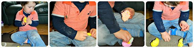 Small boy playing with the Learning Resources Play Foam 