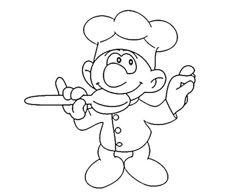 2 Baker Smurf Coloring Page