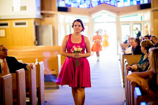 Bobbins of Basil | Bridesmaid Dresses made from scratch. Visit for more photos and details. Photo Credit: Sean Marshall Lin #Rainbow wedding color scheme