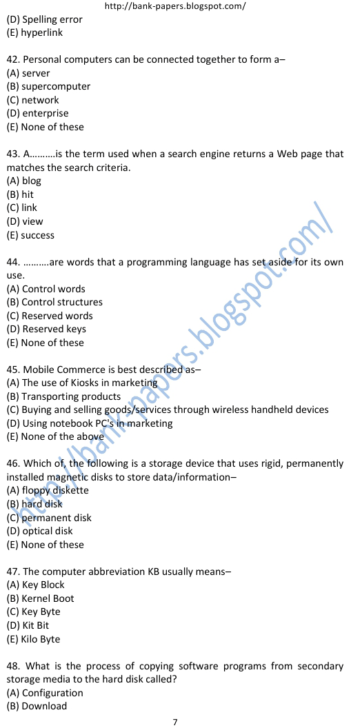 computer awareness for bank clerk exams