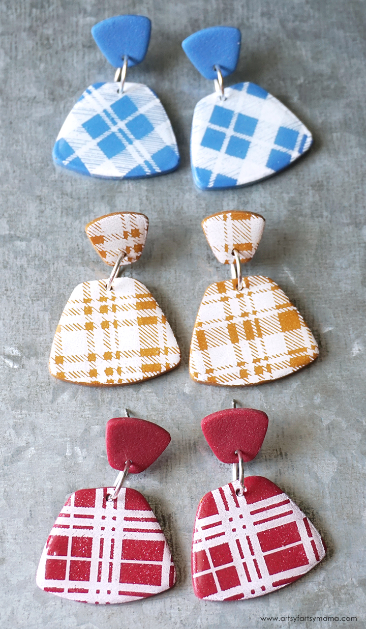 Plaid Polymer Clay Earrings