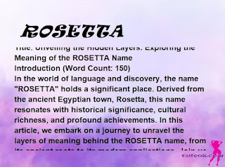 meaning of the name "ROSETTA"