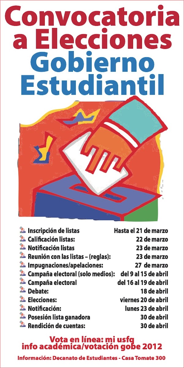 Participa en las elecciones del Gobierno Estudiantil. Inscripción de listas hasta el 21 de marzo.