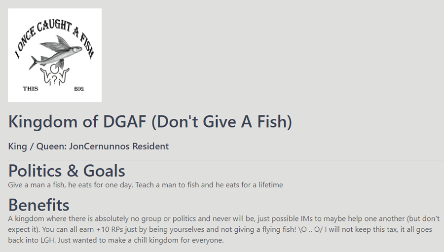 Kingdom of DGAF (Don't Give A Fish)
