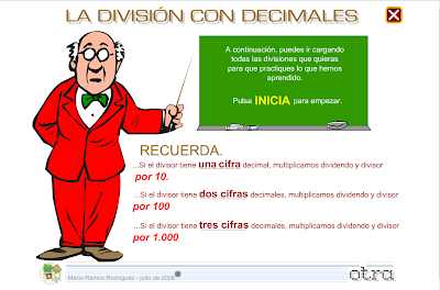 La división con decimales,Matemáticas, Numeración,decimales