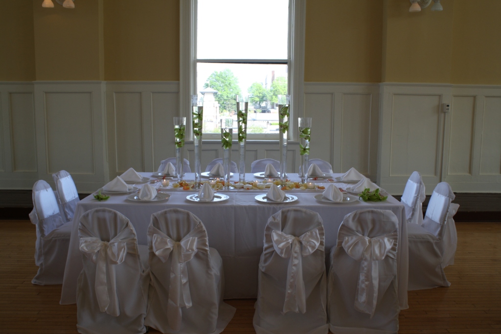 Wedding Reception at the Junior League of Little Rock head table shown 