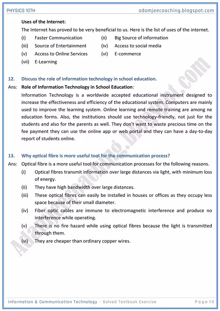 information-and-communication-technology-solved-textbook-exercise-physics-10th