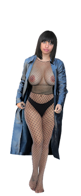 Nude girl wearing revealing fishnet PNG clipart