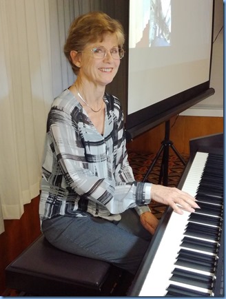 Denise Gunson playing the Club's Yamaha Clavinova CVP-509. Photo courtesy of Dennis Lyons.