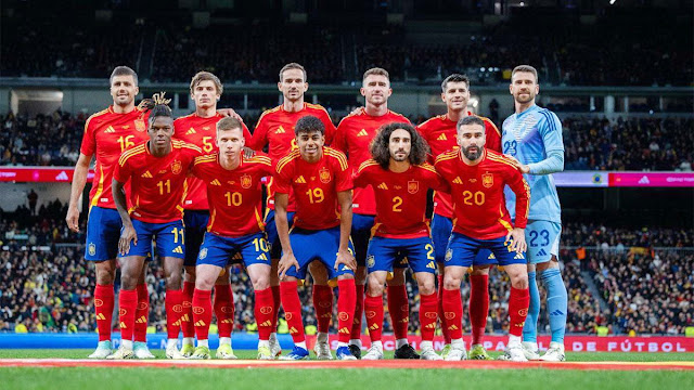 📸SELECCIÓN DE ESPAÑA 📆26 marzo 2024 ⬆️Rodri Hernández, Robin Le Normand, Fabián Ruiz, Aymeric Laporte, Álvaro Morata, Unai Simón. ⬇️Nico Williams, Dani Olmo, Lamine Yamal, Marc Cucurella, Dani Carvajal. SELECCIÓN DE ESPAÑA 3 🆚 SELECCIÓN DE BRASIL 3 Martes 26/03/2024, 21:30 horas. Partido internacional amistoso. Madrid, España, estadio Santiago Bernabéu: 70.000 espectadores. GOLES: ⚽1-0: 12’, Rodri Hernández, de penalti. ⚽2-0: 36’, Dani Olmo. ⚽2-1: 40’, Rodrygo Goes. ⚽2-2: 50’, Endrick Felipe. ⚽3-2: 87’, Rodri Hernández, de penalti. ⚽3-3: 90+6’, Lucas Paquetá, de penalti.