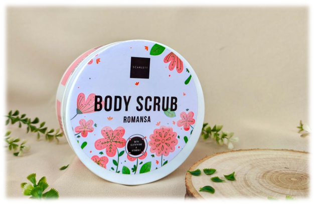 Review Body Scrub Romansa Scarlett Whitening