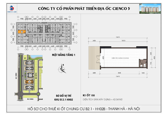 Mặt Bằng kiot 08 chung cư b2.1 hh02b thanh hà mường thanh cienco 5 land