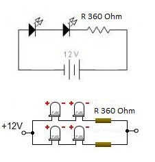 Simple LED lights Circuit for Motorcycles - Electronic Circuit