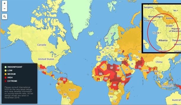  Albania at 4th place most risked by terrorism in Balkans