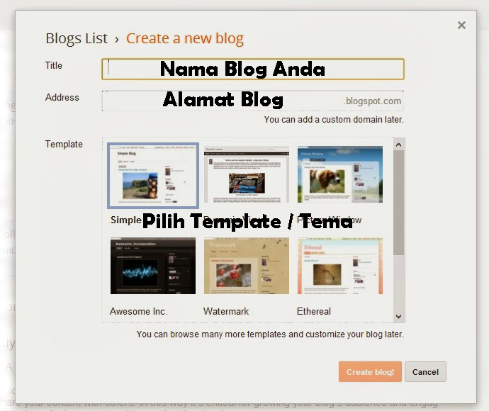 Cara Membuat Blog Sendiri Di Blogspot - 2