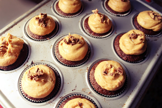 Chocolate Cupcakes with Peanut Butter Icing