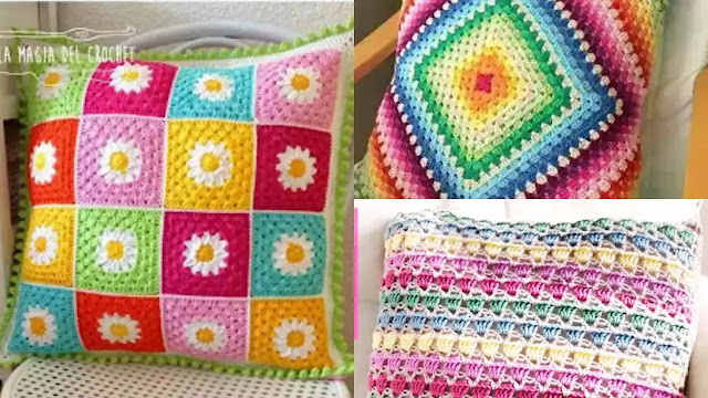 ¡Cojines a crochet que te robarán el corazón! Patrones fáciles y colores irresistibles 🌷