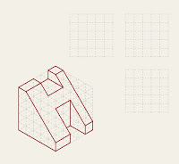 Ejercicio de trazado de las vistas principales de un objeto a partir de su representación en perspectiva isométrica