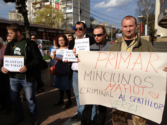 Ion Lungu - primar mincinos, mafiot şi criminal al spaţiilor verzi - Protest împotriva distrugerii spaţiilor verzi din Suceava