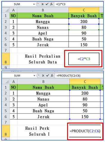 Rumus Perkalian di Excel