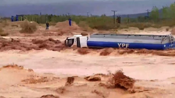 Argentina-Un camión de YPF quedó atrapado en medio de un alud.(Video)