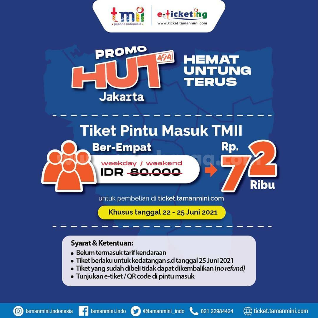 Promo TAMAN MINI HUT JAKARTA - Tiket Masuk TMII BER4 Rp. 72 RIBU