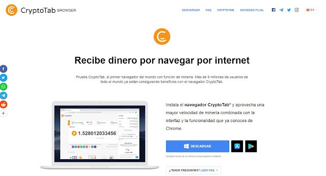 Minería bitcoin con Cryptotab