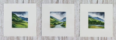 Watercolour paintings of Scotland hills