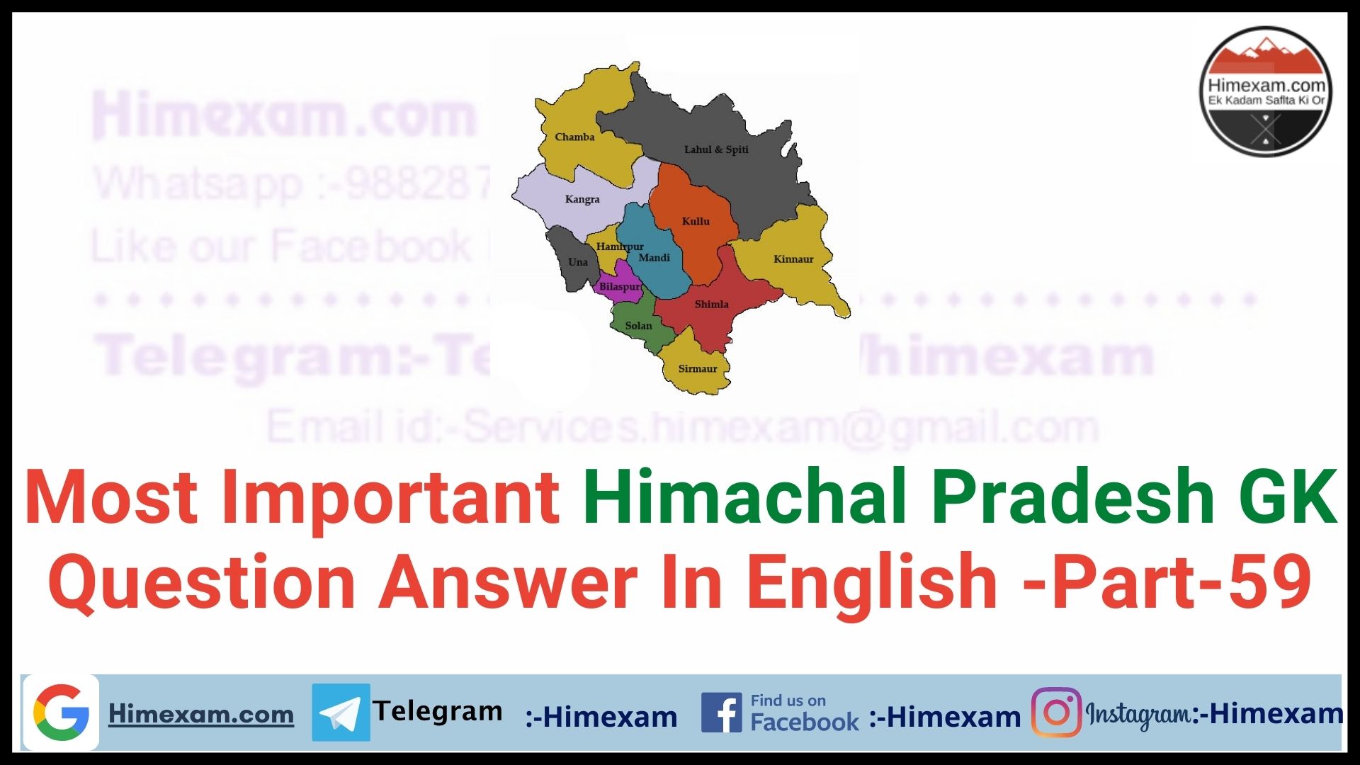 Most Important Himachal Pradesh GK Question Answer In English -Part-59