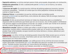 Imagen de escrito  con diferentes consecuencias del bullying , entre ellos la fobia social