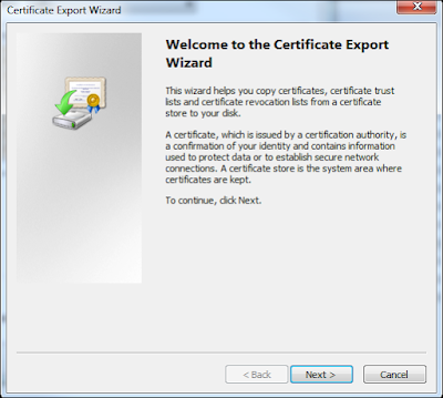 export certificate wizard