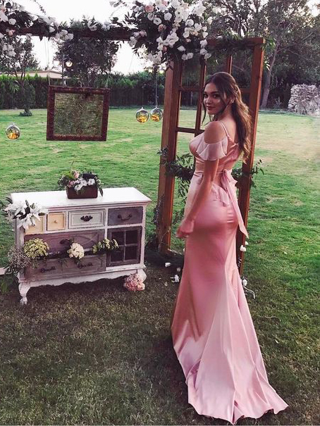 Sleek Rose Gold Long Prom Dress