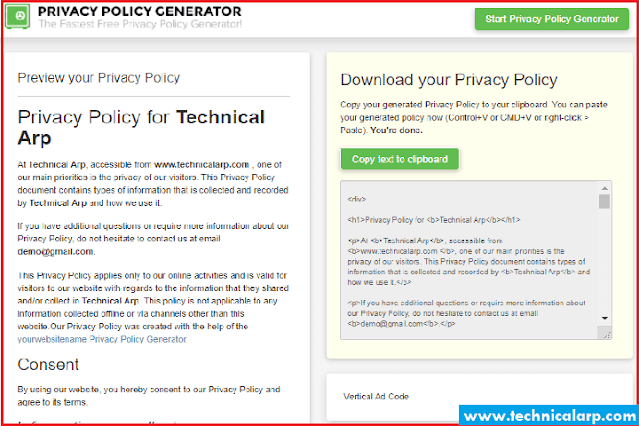 privacy policy generator tool scripts for blogger